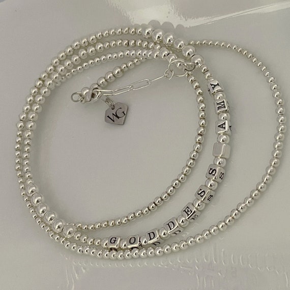 Personalized Silver Waist Beads African Waist Beads Silver Belly