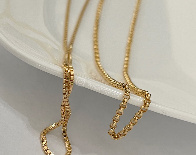14k Gold Filled Rolo Waist Chain: Beaded Belly Chain