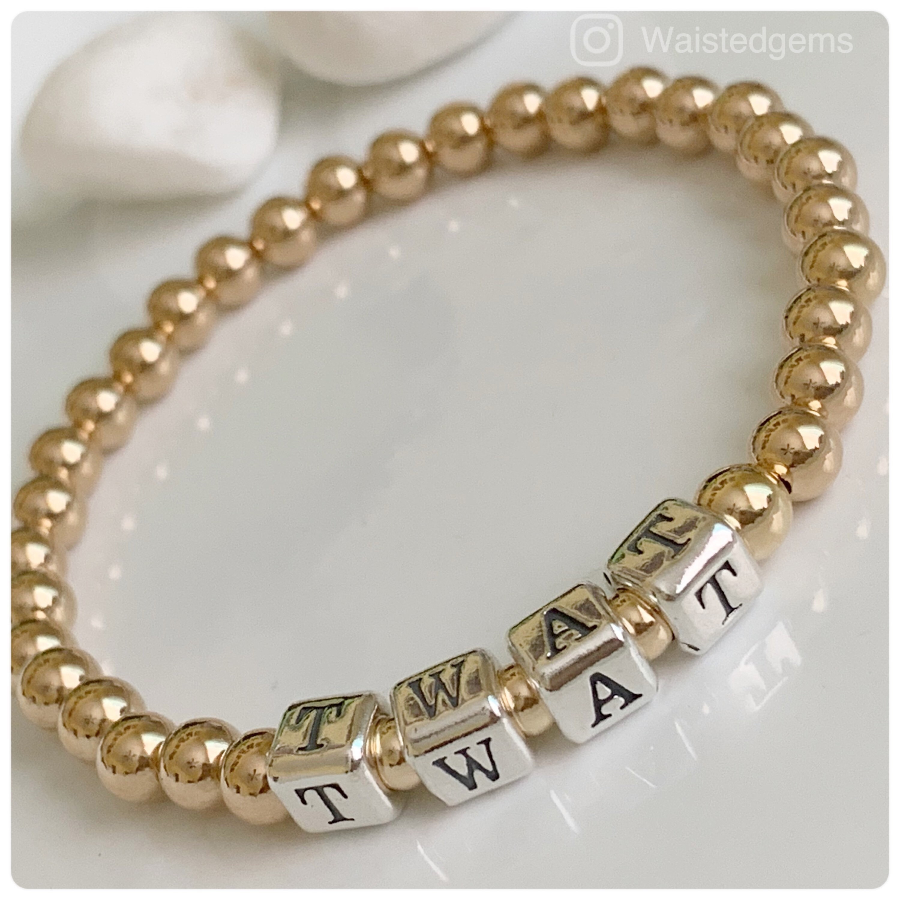 Luxury 14k Gold Bead Name Bracelet 