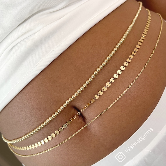 14k Gold Disk Waist Chain Gold Belly Chain Plus Size Waist Chain
