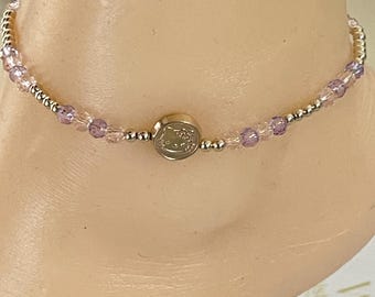 Dainty Gold Cat Charm Anklet: Crystal Bead Ankle Bracelet