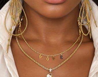 14k Gold Rounded Box Chain Necklace - Venetian Style