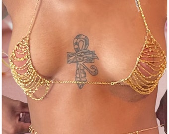 14k Gold Chain Bra | Chain Bralette |  Chain Halter Top | Gypsy Bikini Top | Dainty Body Chain | 14k Gold Filled Tankini | Sexy Triangle