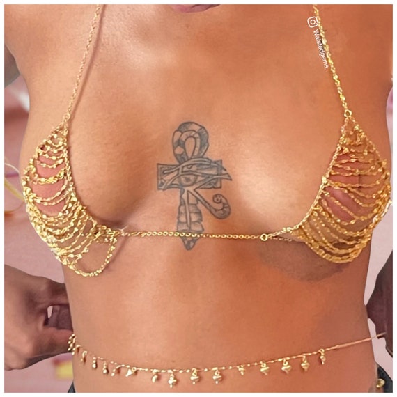 14k Gold Chain Bra Chain Bralette Chain Halter Top Gypsy Bikini