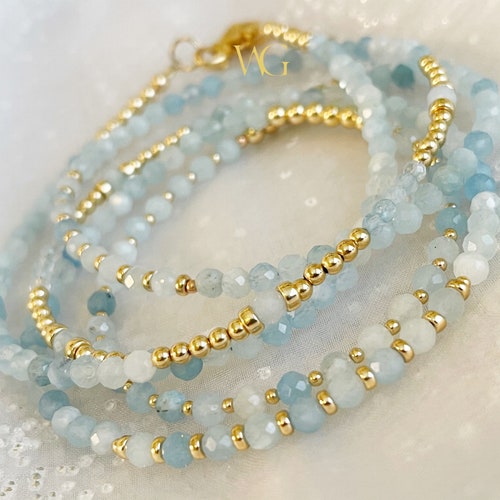 Fearless Aquamarine Gemstone Waist Beads March Waistbeads - Etsy