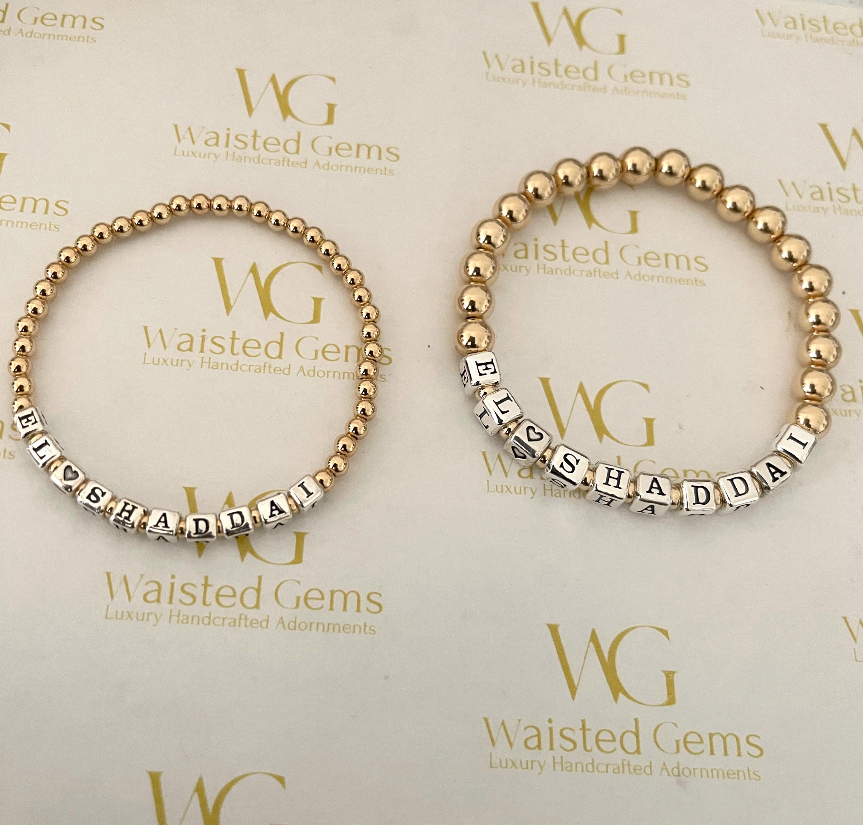 Bracciale Personalizzato Con Iniziali In Oro 14K Per Donna – Gioiello A Strati Con Perline Lettere, Regalo Significativo