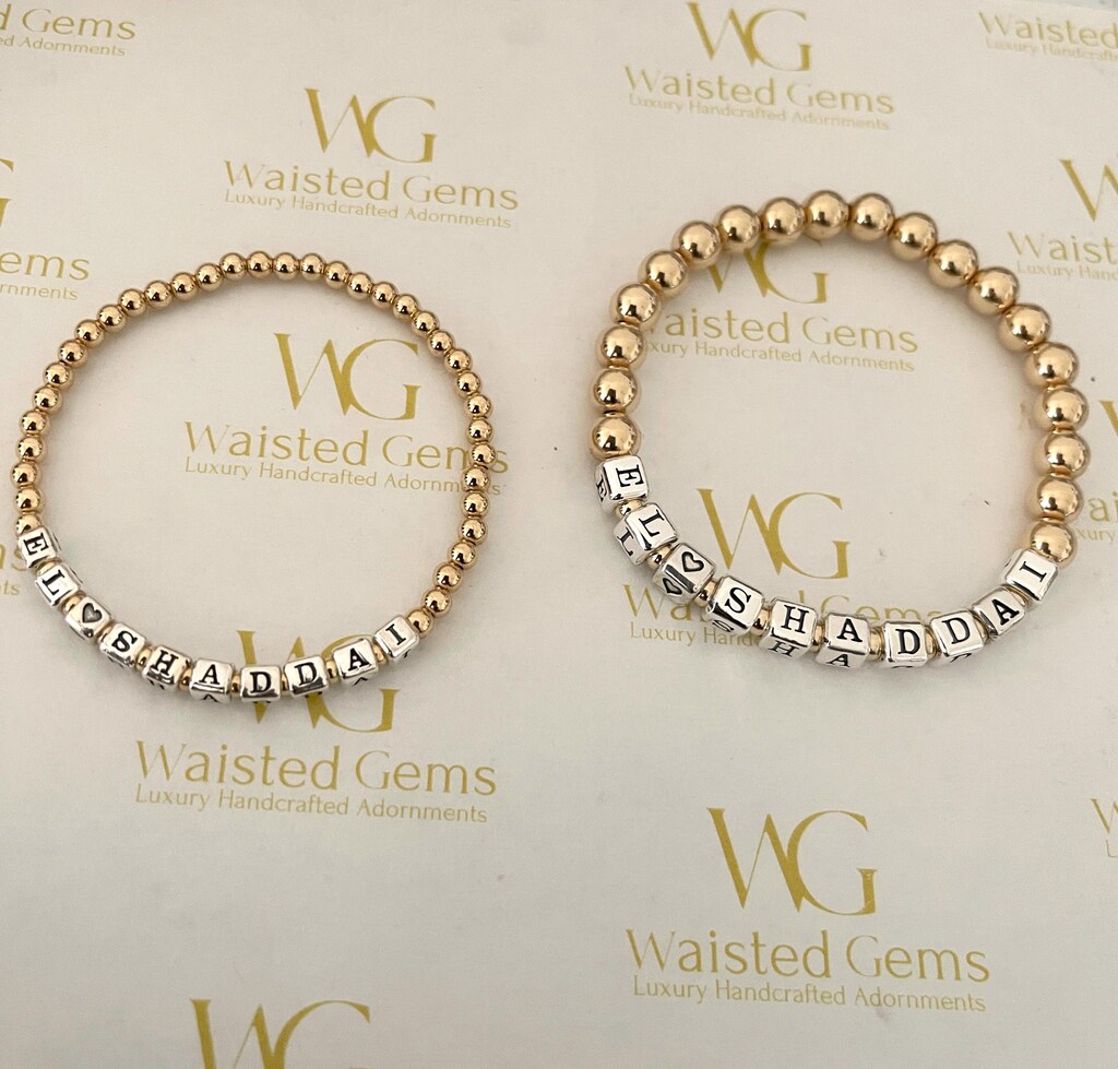Bracciale Personalizzato Con Iniziali In Oro 14K Per Donna – Gioiello A Strati Con Perline Lettere, Regalo Significativo