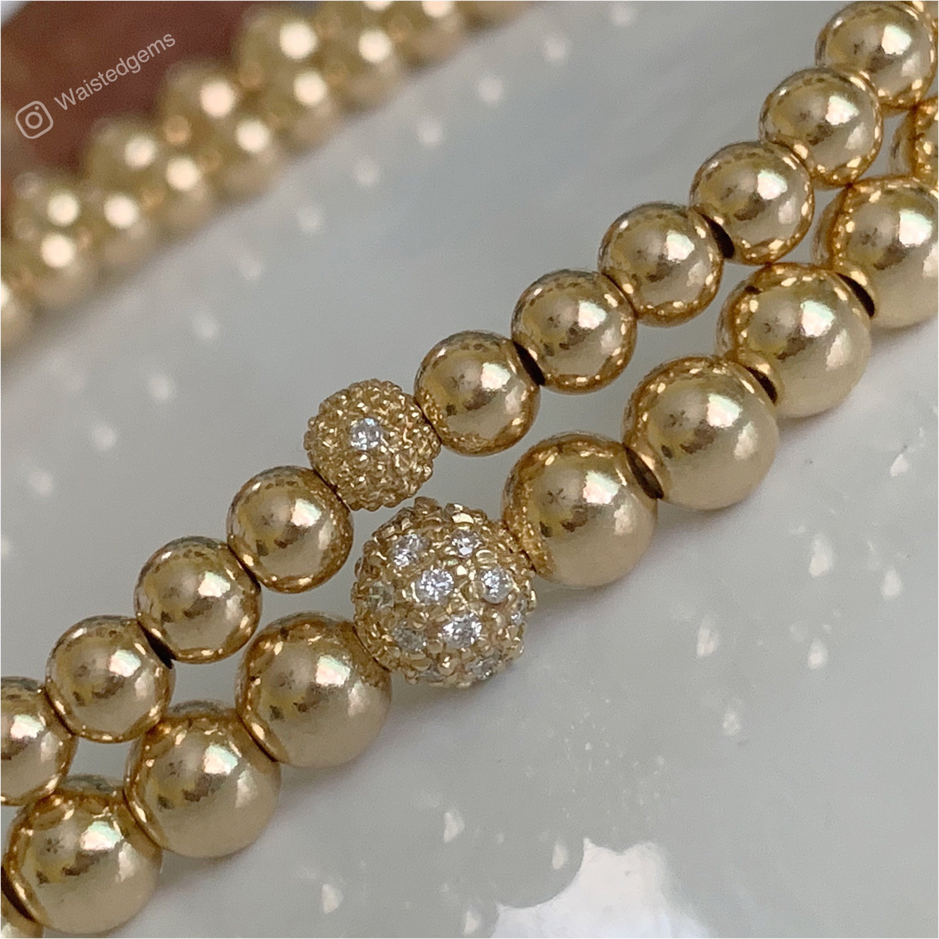 14k Yellow Gold Beaded Bracelet, 14K Gold Bead Bracelet