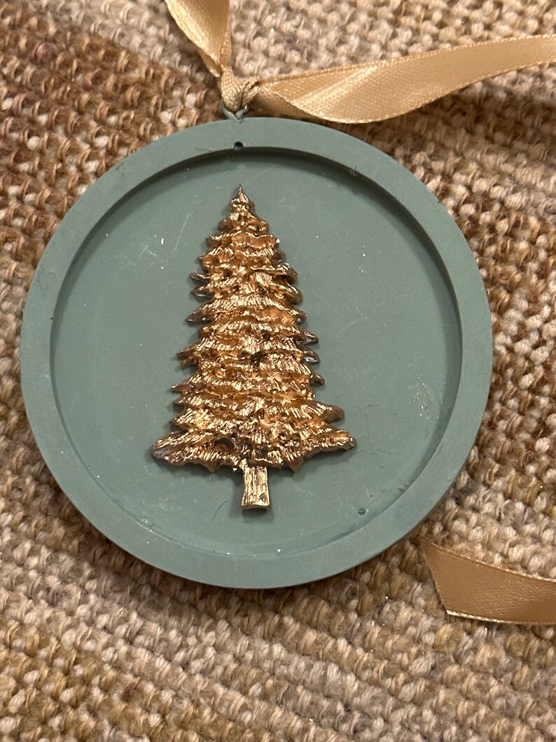 Hand Painted Gold Leaf Green Wedgwood Jasperware Inspired Christmas