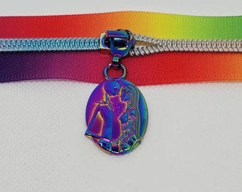 New Set of Shiny Gloss Rainbow Colored Skeleton Character #5 Nylon Zipper Pulls Zipper Slider Bag Making Hardware