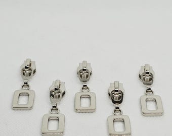 New Set of Nickel Chrome Silver Colored #5 Nylon Geometric Retro MCM Styled Atomic Zipper Pulls Zipper Slider Bag Making Hardware
