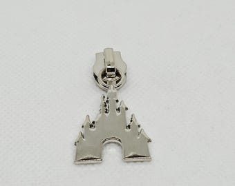 New Set of 5 Chrome Silver Nickel Colored #5 Nylon Princess Castle Zipper Pulls Zipper Slider Bag Making Hardware