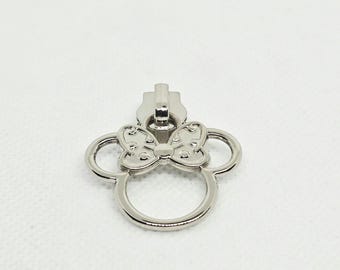 New Set of Chrome Nickel Silver Colored Cartoon Mouse #5 Nylon Zipper Pulls Zipper Slider Bag Making Hardware RTS Stateside