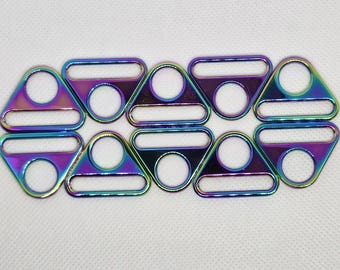 Stunning Metal Rainbow Triangle Strap Connectors Bag Hardware Fits 1" (25mm) Straps & Handles