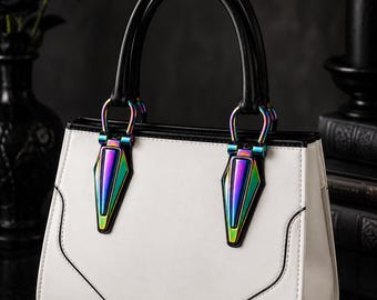 Stunning Metal Rainbow Tapered Shield Handle Strap Connector Strap Anchor Bag Hardware With Washers Fits 3/4" (19mm) Straps & Handles