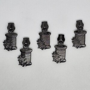 Gunmetal Thread Spool Zipper Pulls - Bag Making Hardware (Set)