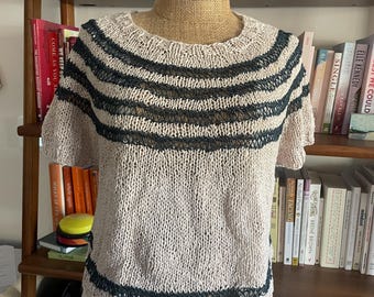 Linen Cropped Sweater Summer Hand Knit