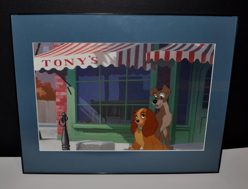 Disney Lady And The Tramp Lithograph Picture In A Black Picture Frame From 1998