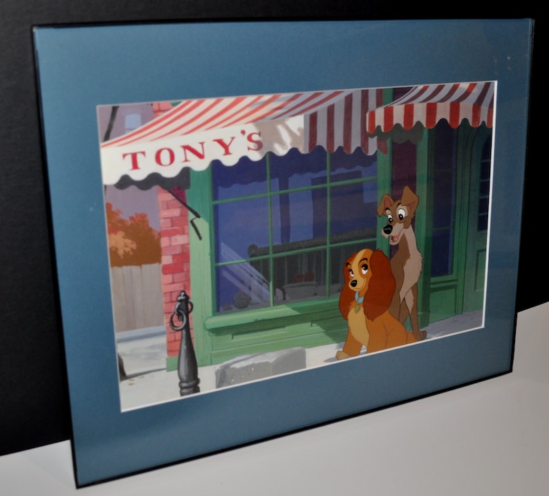 Disney Lady And The Tramp Lithograph Picture In A Black Picture Frame From 1998