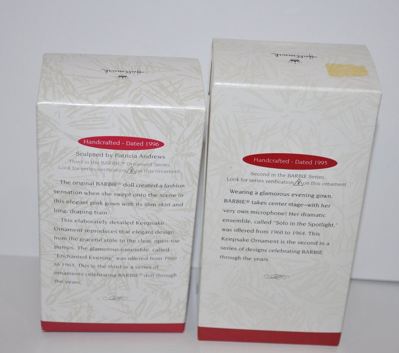 2 Hallmark Keepsake Ornaments Featuring The Enchanted Evening And Solo In The Spotlight Barbie Ornaments New In Box