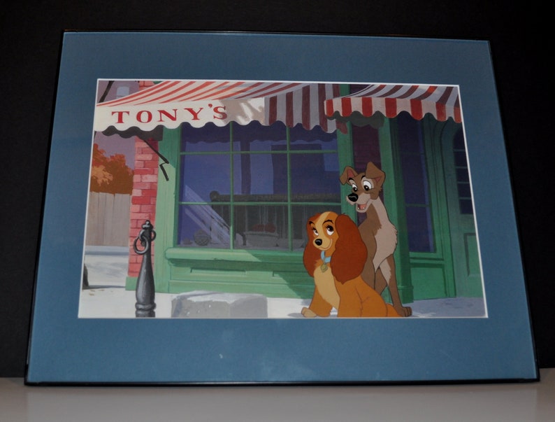 Disney Lady And The Tramp Lithograph Picture In A Black Picture Frame From 1998