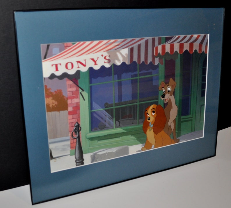 Disney Lady And The Tramp Lithograph Picture In A Black Picture Frame From 1998