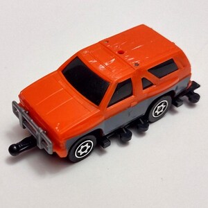 Vintage Pull Back Toy Car, 1987 Hasbro Takara Road Hog Orange SUV, Fully Functional Gift for Toy Car Collectors, Great for Analog Bag