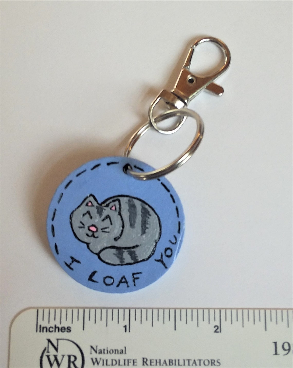 Personalized Cat Loaf Keychain I Loaf You Pun Gift Wood Etsy