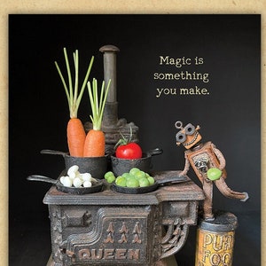 Magic is something you make, minichef-kaart, wenskaart voor retro lovin-moeder, vintage minnaarkaart, nostalgische herinneringen, verjaardagskaart chef-kok