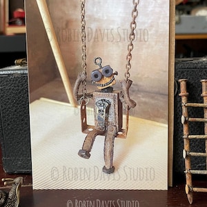Mini carte de poche Swing, carte postale de poche, cartes de poche 5 x 7, cartes Robot, cartes histoire de robot rétro, cartes studio de collection Robin Davis