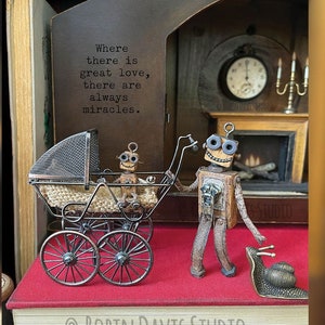 Retro Mama Karte, Willkommen Kleine, beste Mama überhaupt, neue Baby Karte, Retro Roboter Postkarten, Frameable Fotokarten, Ein Roboter namens Pocket