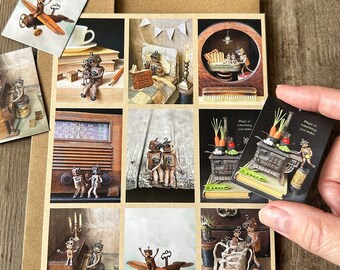 Plakaty z mini robotami: Dekoracja ścienna do domku dla lalek w stylu retro – Robin Davis Studio