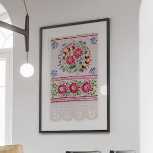 Ukrainian Folk Towel Naive Art Museum Poster - Retro Painting Instant Digital Download - Ukraine Vintage Home Decor - Kitchen Printable art