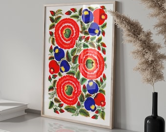 Traditional Ukraine Art Print - Ukraine Hand-drawn Painting Poster - Ukrainian Mother Gift Digital Download Art - Ukrainian Folk Digital Art
