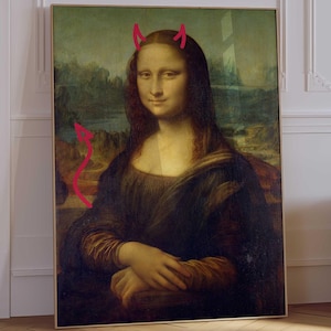 Mona Lisa Altered Art Print - Altered Vintage Poster Instant Download - Mona Lisa Altered Eclectic Art Quirky Renaissance Painting Gift - E1