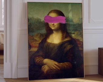 Mona Lisa Altered Printable Art - Vintage Poster Instant Digital Downloaded - Leonardo da Vinci Eclectic Quirky Living Room Home Decor - E3|