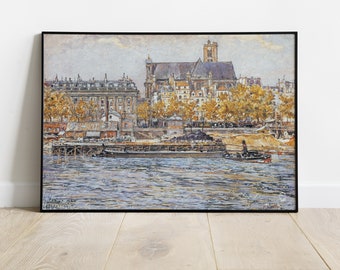 Paris Cityscape Vintage Printable Art Home Decor - Vintage Cityscape Oil Painting Wall Art - Paris Cityscape Digital Download Art Room Decor