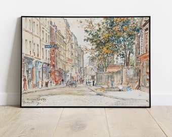Paris Street Vintage Bright Printable Art - French Vintage Cityscape Oil Painting Wall Art - Paris Cityscape Instant Digital Download Decor