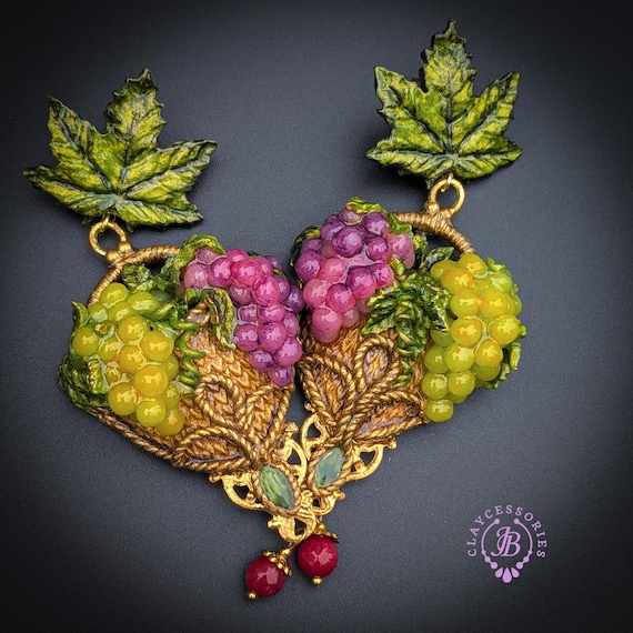 Grape Basket Statement Earrings