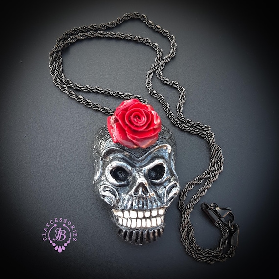 Skull Rose Gothic Pendant