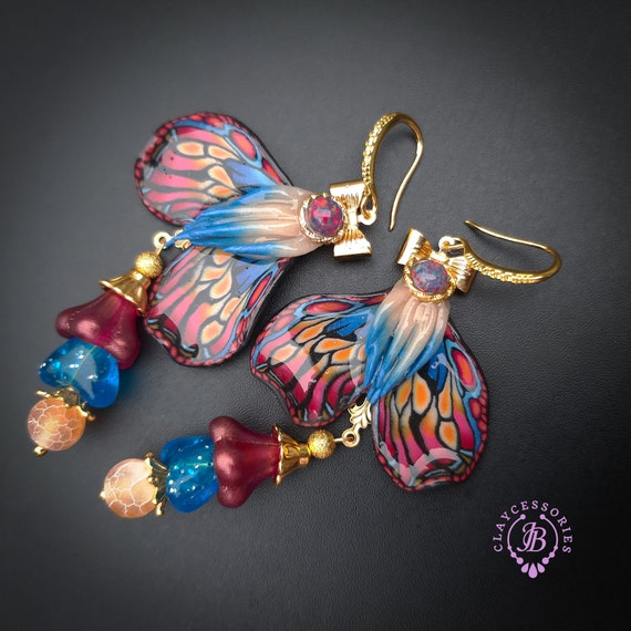 Butterfly earrings in Art Nouveau style