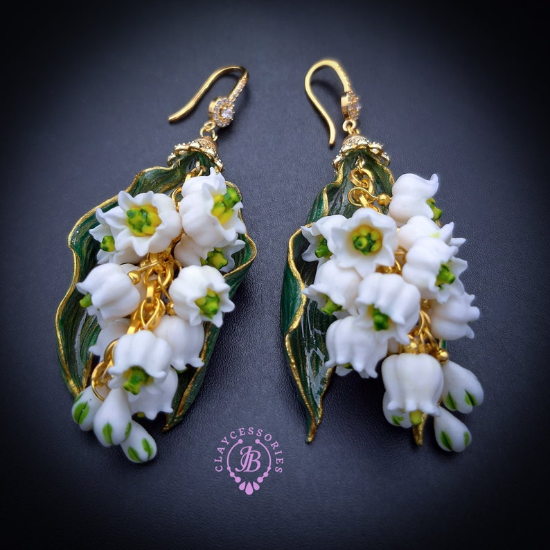 lilies of the valley dangle earrings image 3