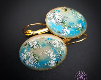 Floral Cabochon Earrings