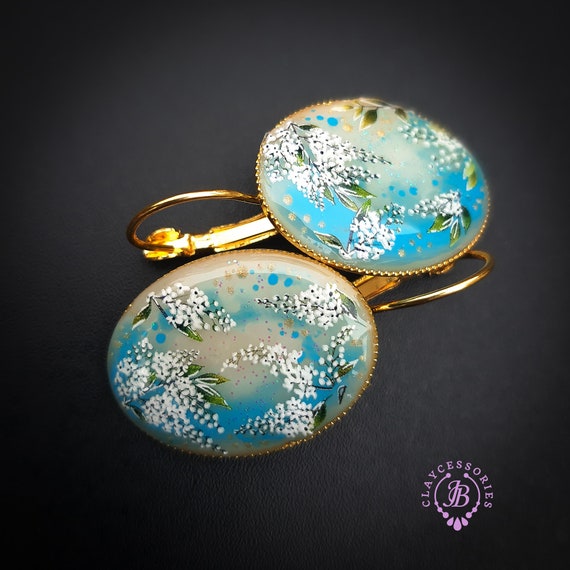 Floral Cabochon Earrings
