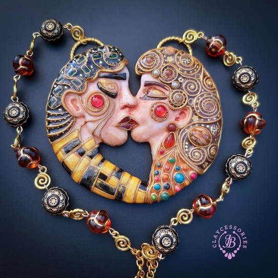 Klimt Kiss Inspired Necklace