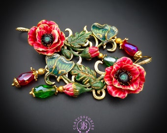 Poppy Chandelier earrings in Art Nouveau style