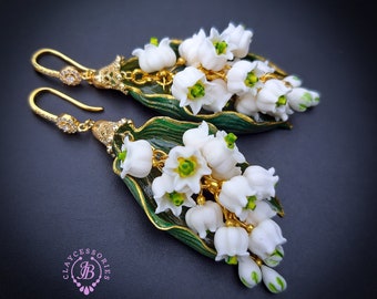 lilies of the valley dangle earrings