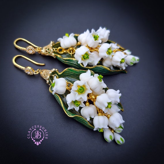 lilies of the valley dangle earrings