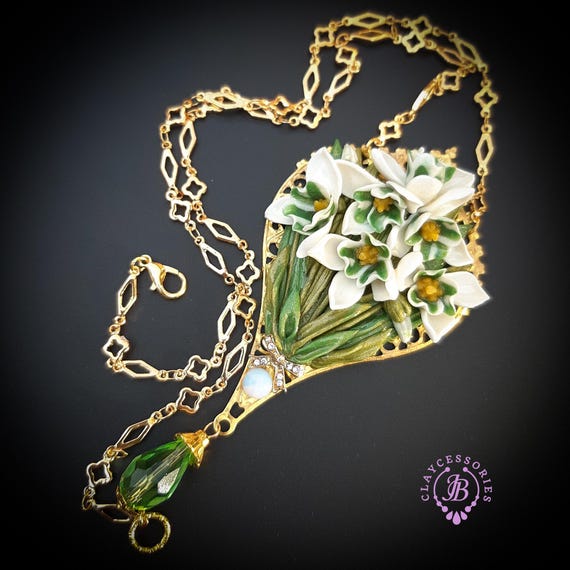Snowdrops pendant in Art Nouveau style