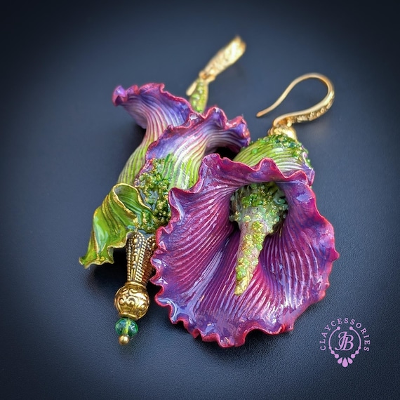 Exotic Flower Statement Earrings, Titan Arum Corpse Flower